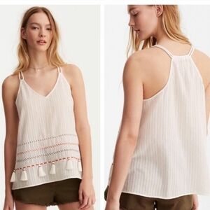 Lou And Grey Anthropologie Boho Embroidered Tassel Tank Size Large